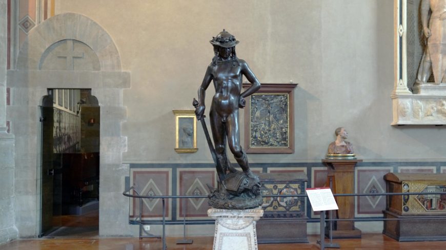 Donatello, David, c. 1440, bronze, 158 cm (Museo Nazionale de Bargello, Florence; photo: Steven Zucker, CC BY-NC-SA 2.0)