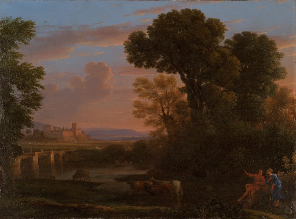 Claude Lorrain, A Pastoral Landscape, c. 1648. Oil on copper, 15-1/2” x 21”. Yale University Art Gallery, New Haven, Connecticut.