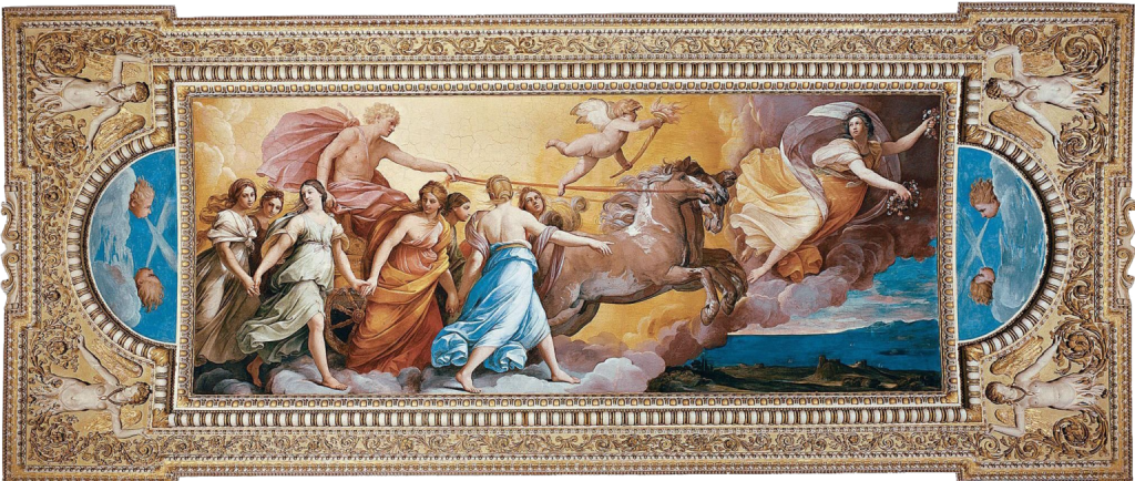 Guido Reni, Aurora, 1613–14, ceiling fresco (Casino dell’Aurora, Rome; photo: Connor Cunningham)