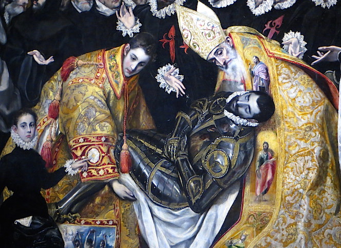 Burial (detail), El Greco, Burial of the Count of Orgaz, 1586–88, oil on canvas, 480 x 360 cm (Santo Tomé, Toledo, Spain)