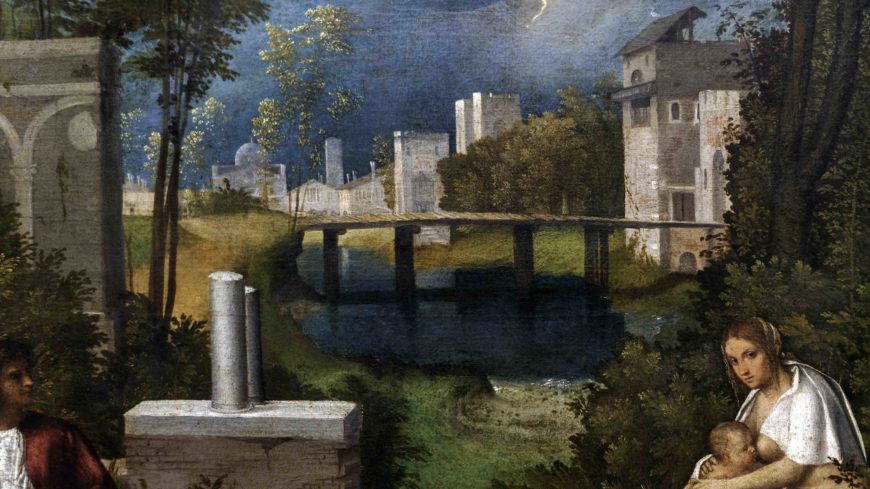 Landscape (detail), Giorgione, The Tempest, c. 1505-1508, oil with traces of tempera on canvas, 82 x 73 cm (Gallerie dell’Accademia, Venice) (photo: Steven Zucker, CC BY-NC-SA 2.0)
