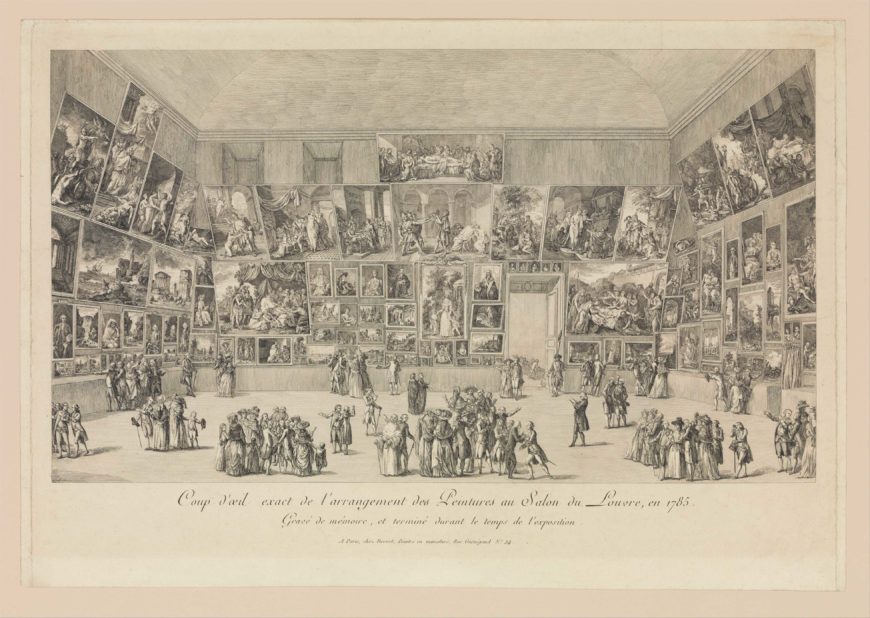Pietro Antonio Martini, View of the Salon of 1785, 1785, etching, 27.6 x 48.6 cm (image), 36.2 x 52.7 cm (The Metropolitan Museum of Art)