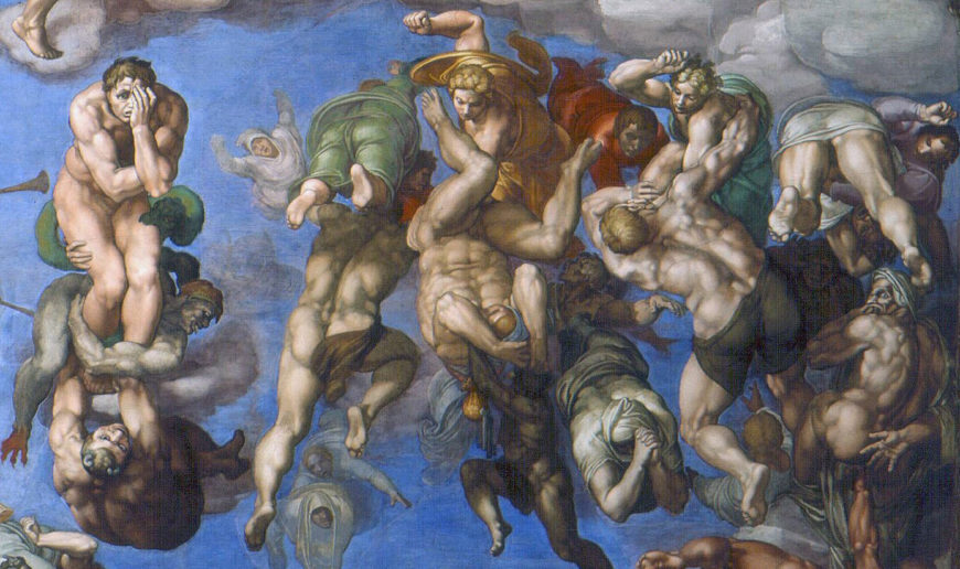 Demons drag the damned to hell, while angels beat down those who struggle to escape their fate (detail), Michelangelo, Last Judgment, Sistine Chapel, altar wall, fresco, 1534–41 (Vatican City, Rome; photo: Alonso de Mendoza)