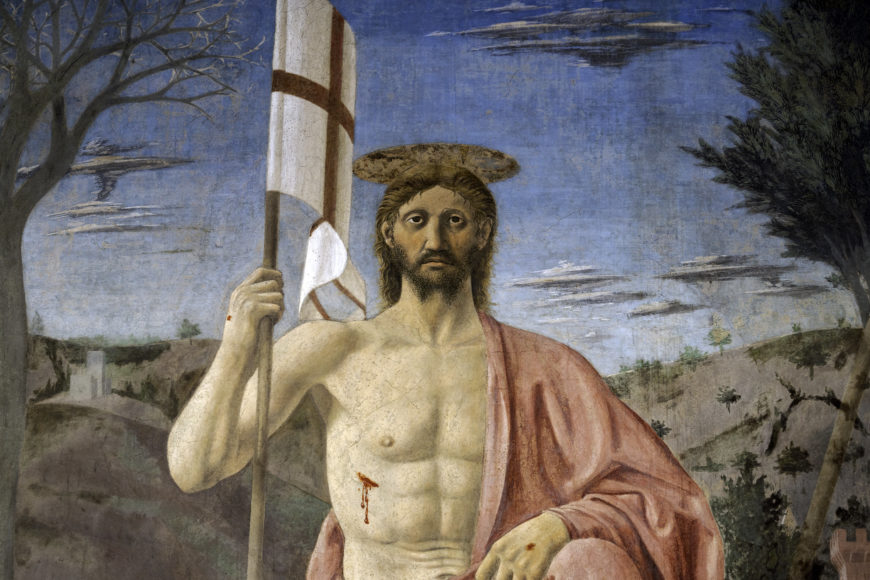 Piero della Francesca, Christ (detail), The Resurrection, c. 1463-65, fresco, 225 x 200 cm (Museo Civico, Sansepolcro, Italy)