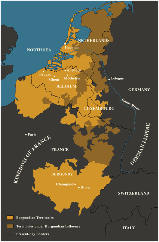 Burgundy and the Burgundian Netherlands: territories inherited by Charles the Bold in 1467 (map: National Gallery of Art)
