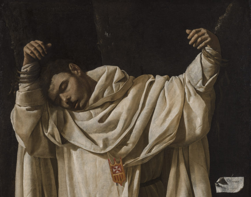 Detail of Saint Serapion, Francisco de Zurbarán, The Martyrdom of Saint Serapion, 1628, 120 x 103 cm, oil on canvas (Wadsworth Atheneum, Hartford, Connecticut)