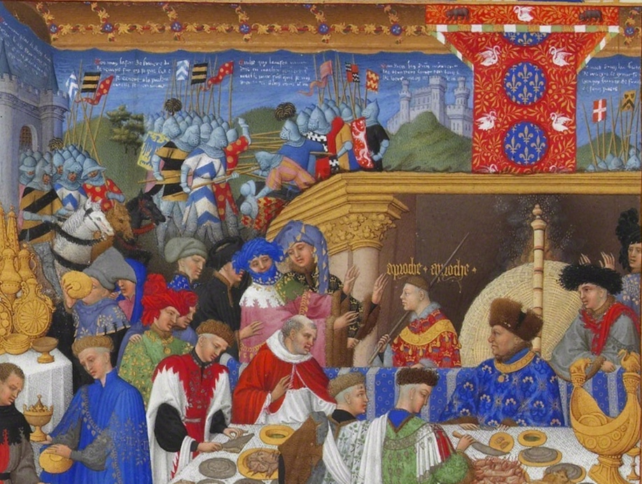 Detail, Herman, Paul and Jean de Limburg, January, from Les Très Riches Heures du Duc de Berry, 1413-16, ink on vellum (Musée Condé, Chantilly)