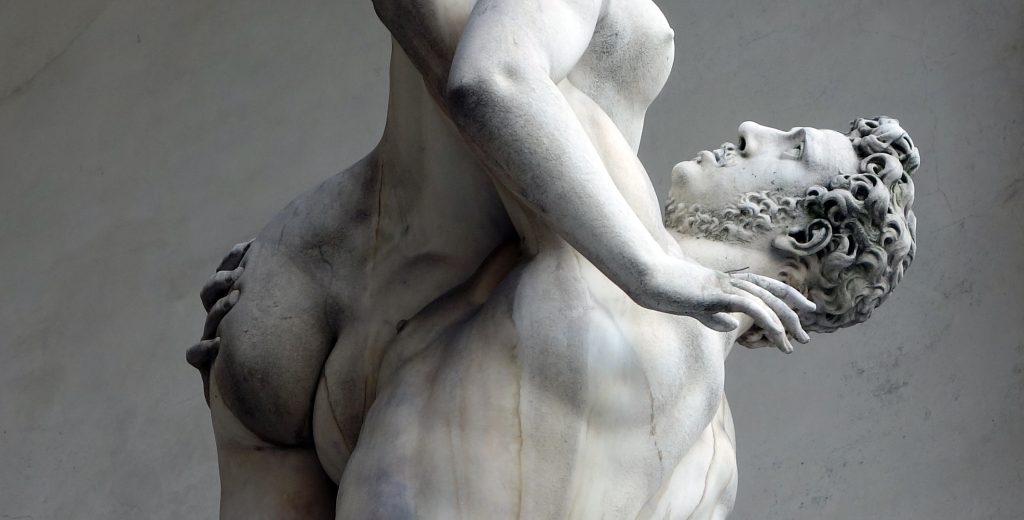 Giambologna, Abduction of a Sabine Woman, 1581-83, marble, 410 cm high (Loggia dei Lanzi, Florence)