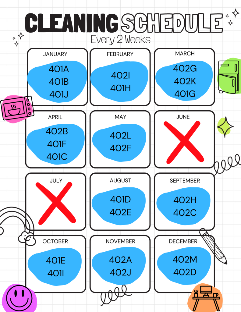 Cleaning Schedule for GI Offices